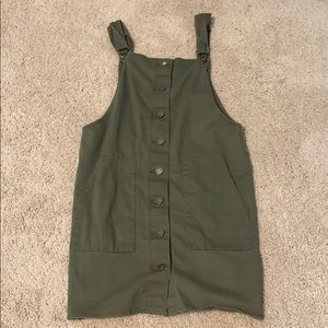 Olive green overall dress!